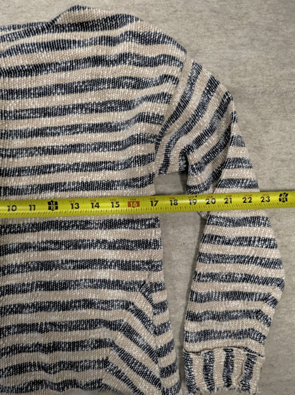 Soft Surroundings Cotton Beige Blue Stripe Boat Neck Boho Natural Petite Small - Picture 5 of 8